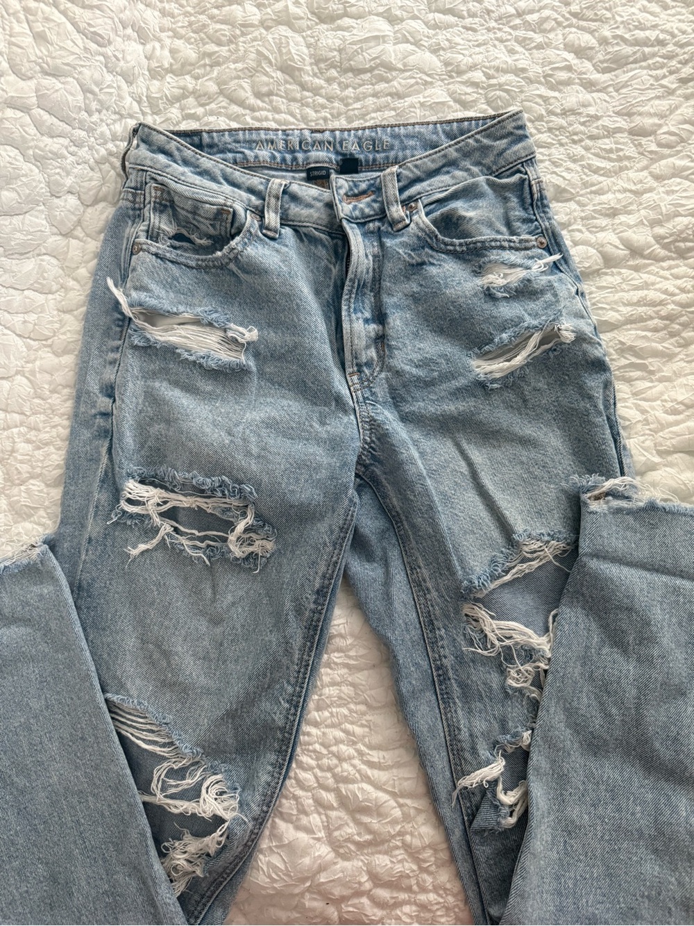 American Eagle Outfitters Light Blue Ripped Boyfriend Jeans
